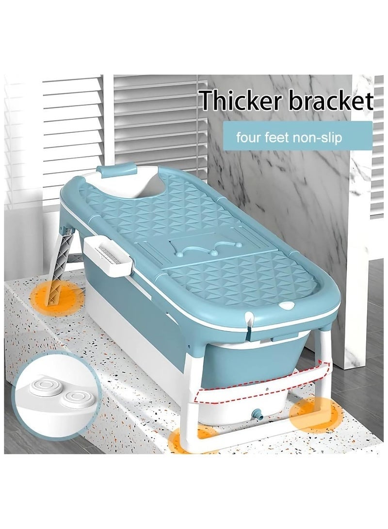 Arabest 120cm Portable Bathtub for Adults,Foldable Freestanding Bathtub Large Outdoor Family SPA Soaking Tub for Children Twins Adult,Maintenance of Temperature Barrel with Cover (Blue) - Image 3